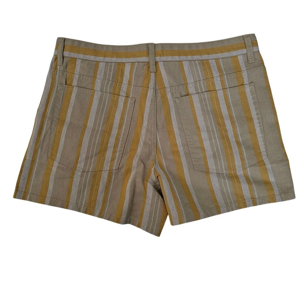 Madewell Women's Poplar Yellow Striped Rumpled Cotton Twill Shorts Size 29, NWT - Picture 3 of 16
